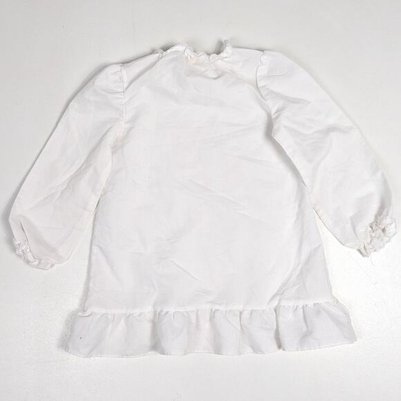 Vtg Evy White Polka Dot Layering Dress Girls Sz 4-5T Long Sleeve Pinafore - Picture 3 of 6